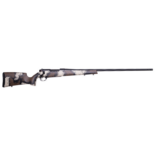 Weatherby Mark V High Country 28 Nosler, 26″ Threaded Barrel, Exposed Carbon Fiber w/ Brown Sponge Pattern, Black Rec, 3rd