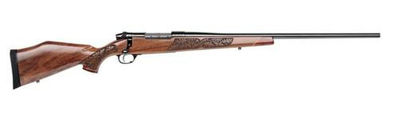 Weatherby Mark V Lazermark, .257 Wby Mag, 26″, Blued, Laser Carved Walnut Stock