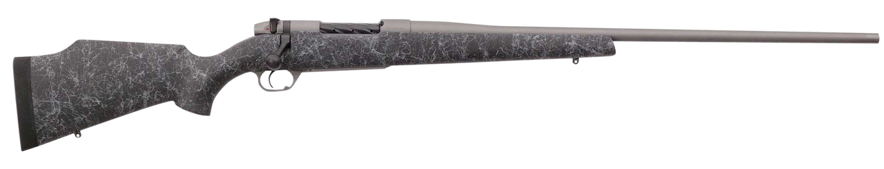 Weatherby Mark V Weathermark 338-378 Weatherby Mag, 26″ Barrel, Tac Gray Cerakote, Black Gray Webbing, Fixed Monte Carlo Stock, 2rd