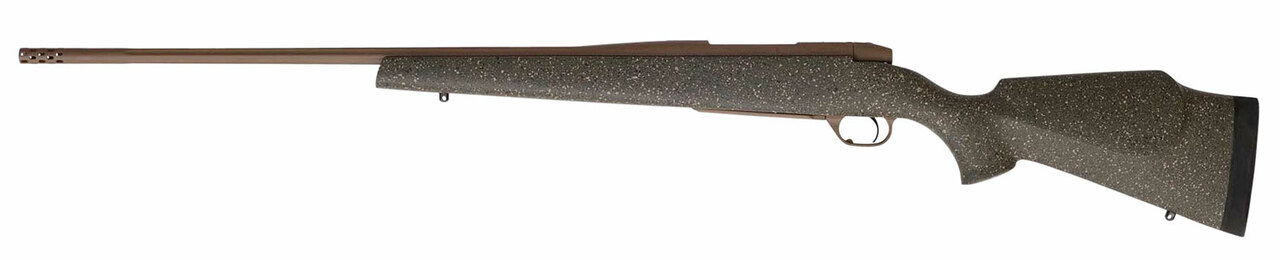 Weatherby Mark V Weathermark LT 6.5 Weatherby RPM, 26″ Barrel, Steel Barrel, Green Black And, Flat Dark Earth, Fiberglass Stock, 3rd