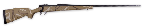 Weatherby Vanguard Outfitter 243 Winchester, 24″ Threaded Barrel, Brown and White Hand Sponge Paint, 5rd