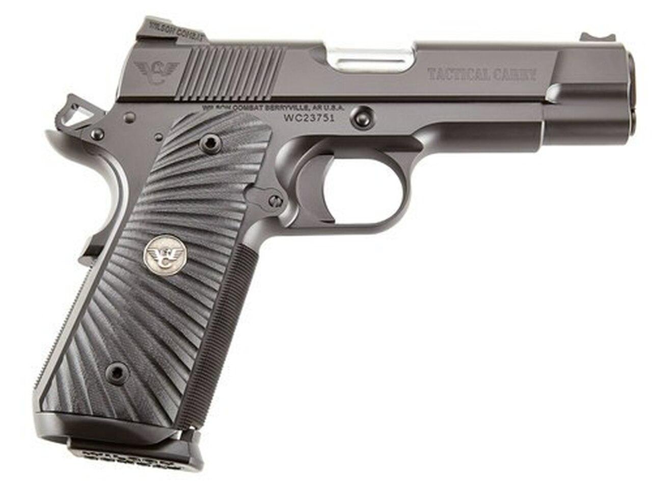 Wilson Combat 1911 Commander Tactical Carry 45 ACP 5″ Barrel, G10 Starburst Grip, OD Green Frame, Black Carbon Slide, 8rd