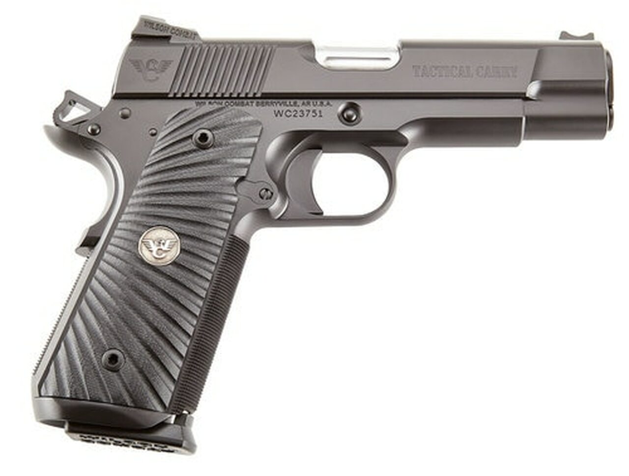 Wilson Combat 1911 Commander Tactical Carry 9mm 5″ Barrel, G10 Starburst Grip, OD Green Frame. Black Carbon Slide, 8rd