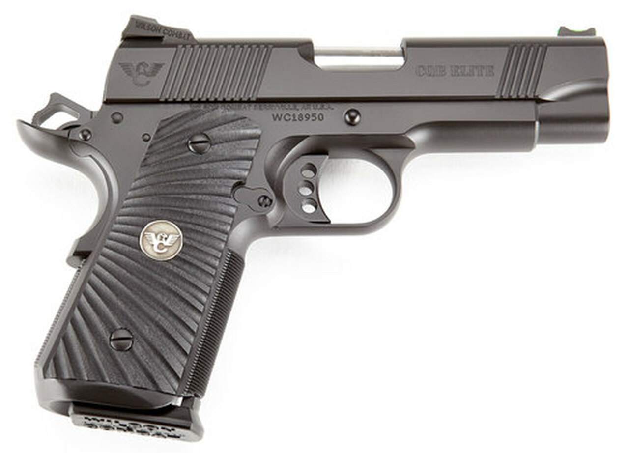 Wilson Combat 1911 CQB Elite Compact 45 ACP, 4″ Barrel, G10 Starburst Grip, Black, 7rd