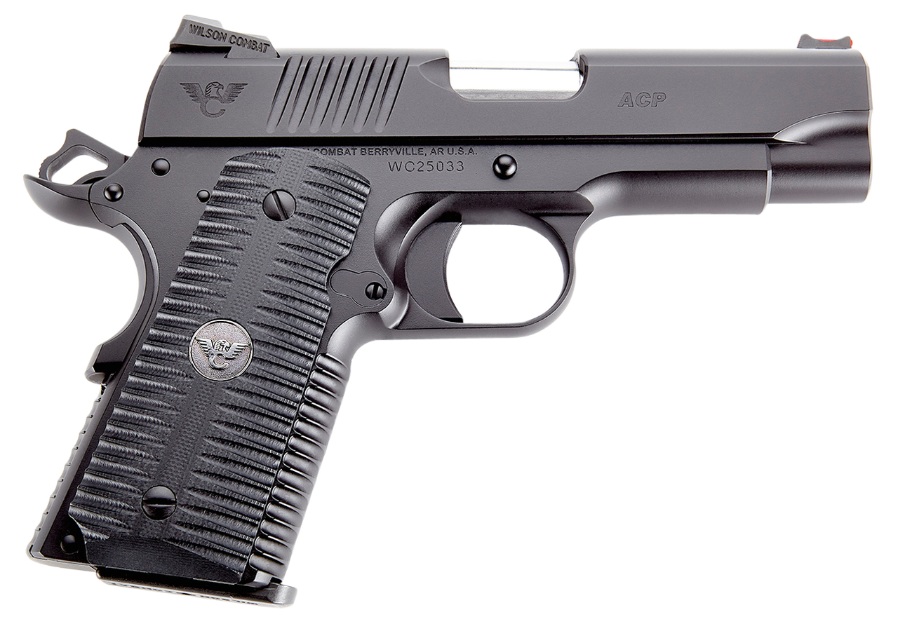 Wilson Combat ACP Compact 1911 SAO 45 ACP 4″ 7rd Black Armor-Tuff Carbon Steel Black G10 Eagle Claw Grip