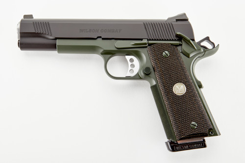 Wilson Combat CQB 45 ACP, 5″ Barrel, Olive Drab Green Frame, Black Slide, CA Compliant, 8rd