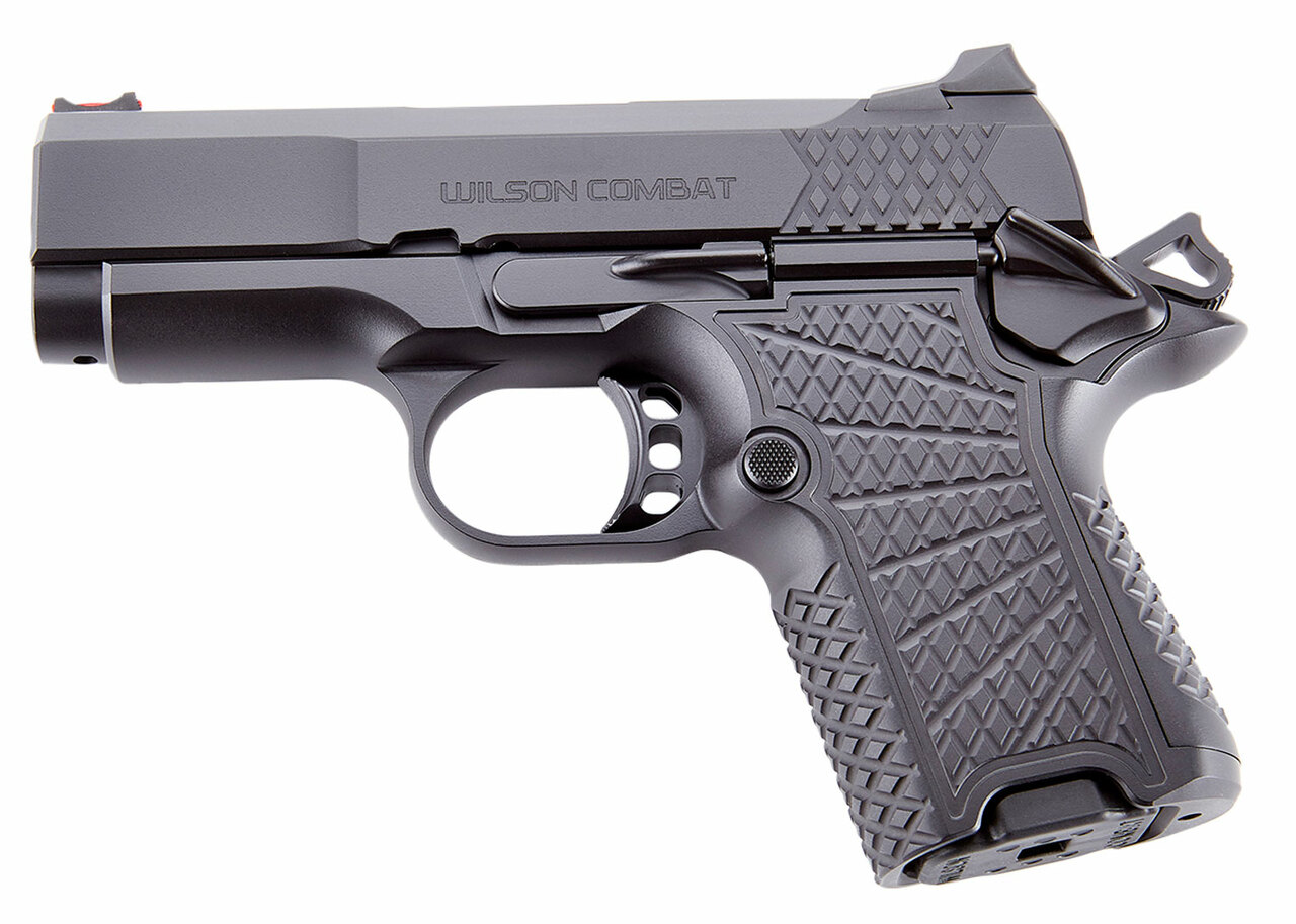 Wilson Combat, EDCX9S, Semi-automatic, Sub-Compact, 9mm, 3.25″ Barrel, Black Armor Tuff Finish, Green Fiber Optic Sights, Manual Safety, Non-Lightrail, 10Rd