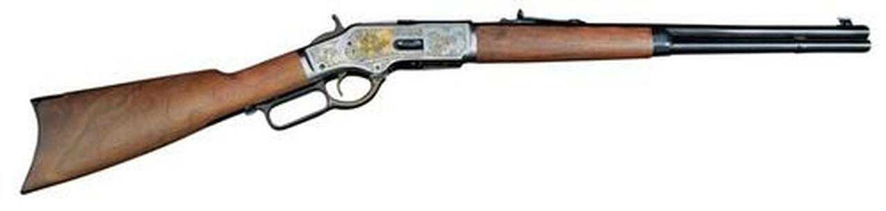 Winchester 1873 45 Colt Black/Gold Lever 20″ Barrel Walnut Stock 10 Rd