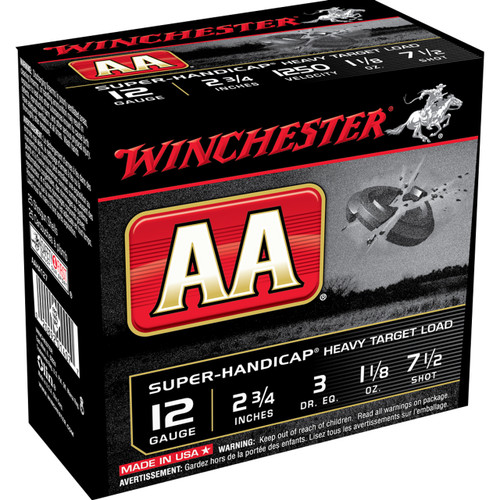 Winchester AA Super Handicap Heavy Target 12 Ga, 2.75″, 1 1/8 oz, 7.5 Shot, 100rd Box