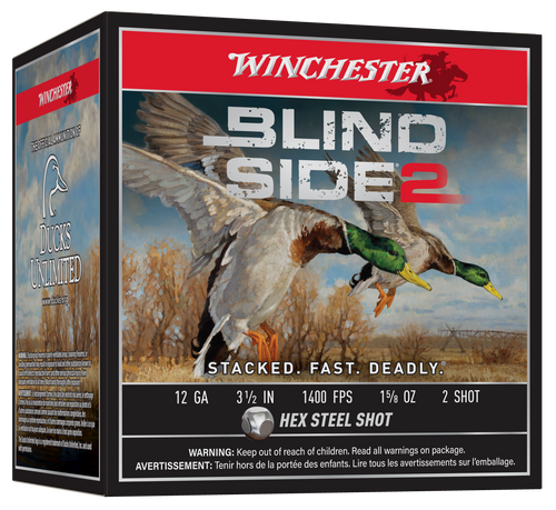 Winchester Blind Side 2 12 Ga, 3.5″, 1 5/8 oz, 2 Shot, 25rd Box
