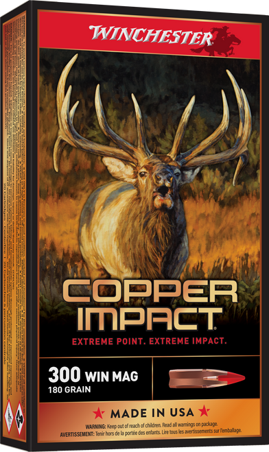 Winchester Copper Impact 300 Winchester Magnum, 180gr, Copper Extreme Point, Lead-Free, 20rd Box