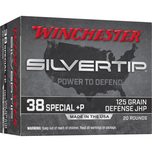 Winchester Silvertip Defense 38 Special +P, 125gr, Jacketed Hollow Point, 20rd Box
