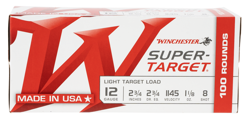 Winchester Super-Target 12 Ga, 2.75″, 1 1/8 oz, 8 Shot, 100rd Box