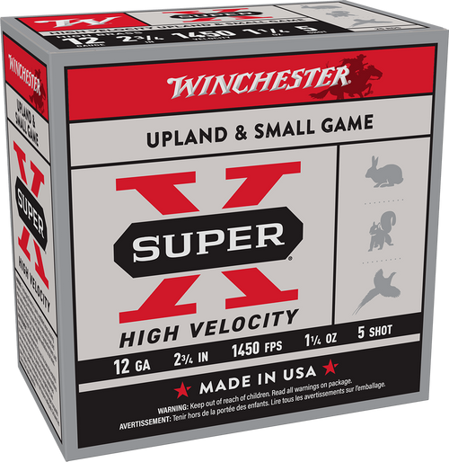 Winchester Super X 12 Ga, 2.75″, 1 1/4 oz, 5 Shot, 25rd Box