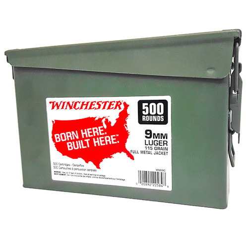 Winchester USA White Box 9mm, 115gr, Full Metal Jacket, 500rd