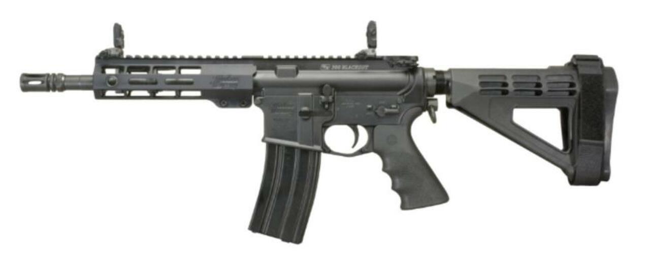 Windham RP9SFS 300 Blackout, 9″ Barrel, 1:7 Twist, Flash Hider, Aluminum Receivers, Anodized Finish, Black Color, 5- Position SB Brace, Hogue Pistol Grip, 7″ Forearm, Front/Rear Flip Sights, 30Rd, 1 Mag