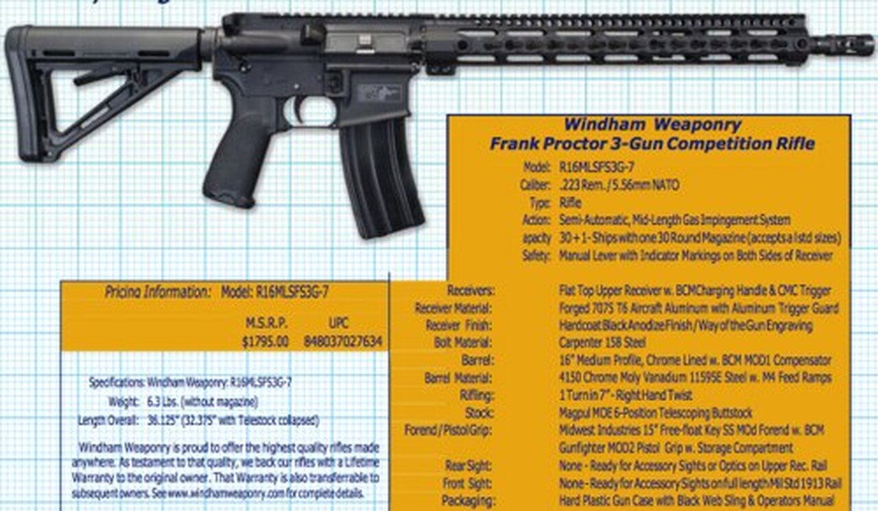 Windham Weaponry 3 Gun Competition Frank Proctor Edition 5.56/223 16″ Barrel, 30 R Mag