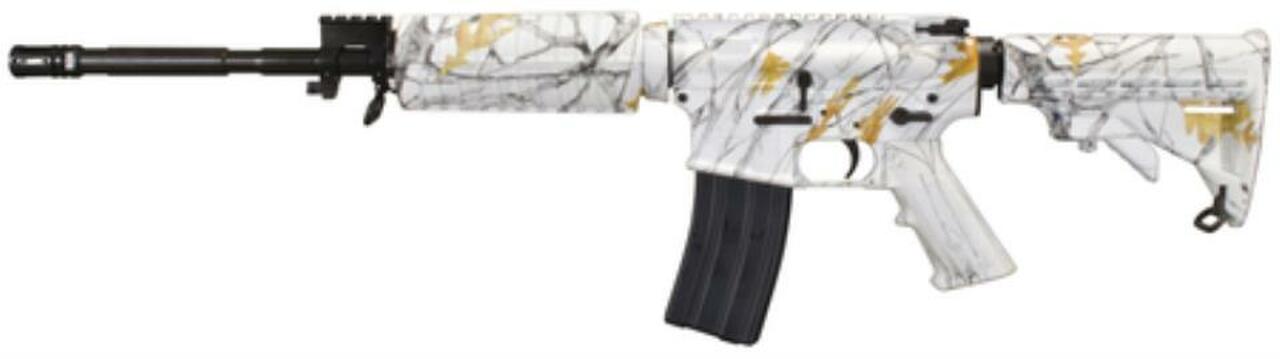 Windham Weaponry SRC – Camo 5.56 16″ M4 Profile Chrome Lined Barrel, TruTimber Snowfall Hydrographic Camo 30rd Mag
