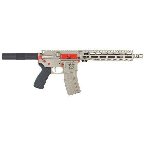 WMD NiB-X 223 Remington/5.56x45mm, 10.5″ Barrel, Nickel Boron, Red Accent Kit, Aluminum M-Lok Handguard, 30rd