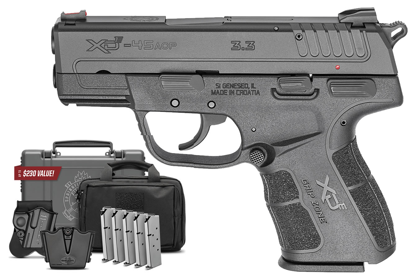 XD-E 45 ACP DA/SA Instant Gear Up Package with 5 Mags and Range Bag