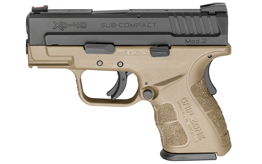 XD Mod.2 40 SW Sub-Compact Flat Dark Earth (FDE) with GripZone