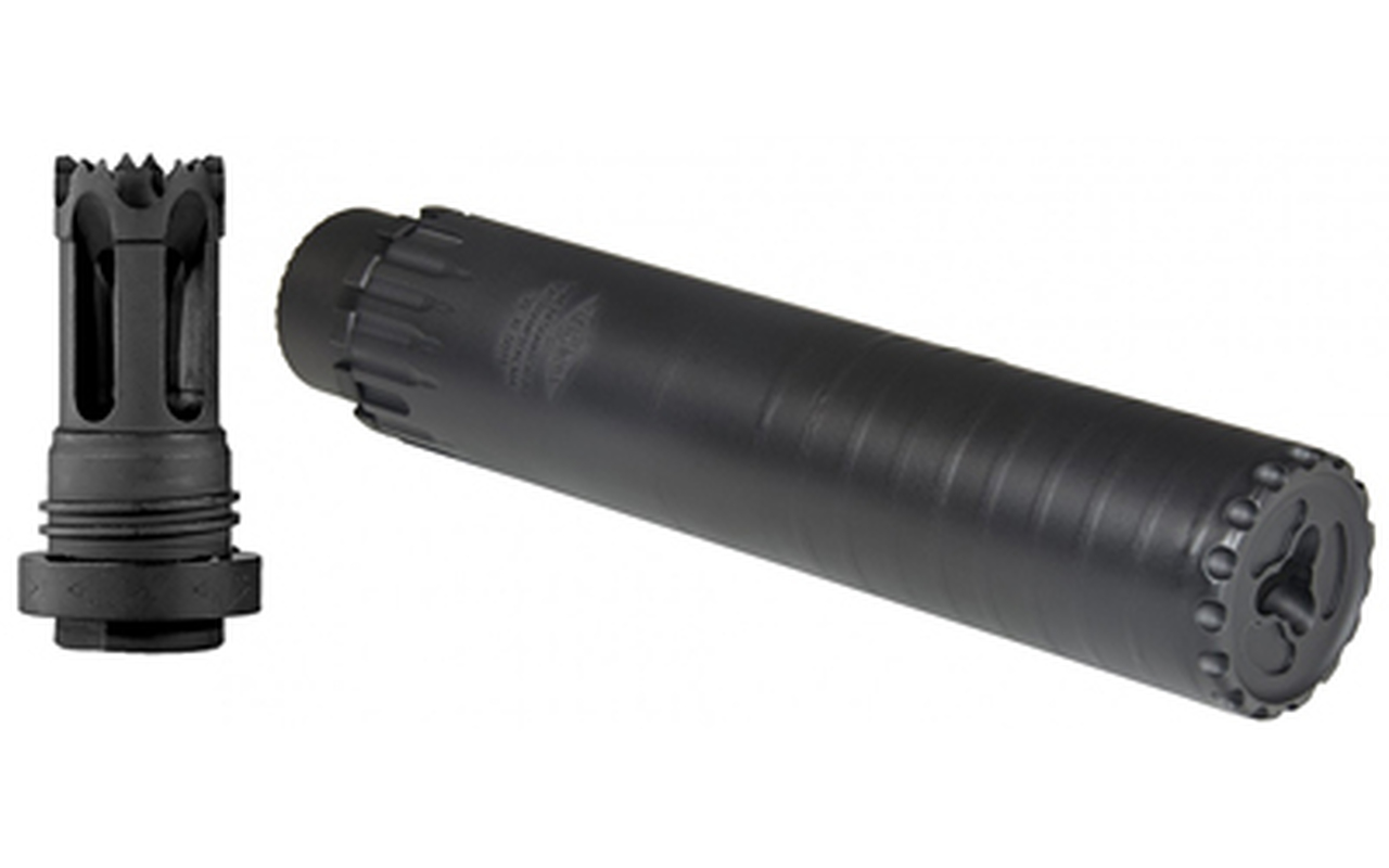 YHM Resonator R2 Suppressor, 30 Caliber, Rifle Suppressor, 16oz, 7.825″ Long, 1.562″ Diameter, Black Finish, Includes Flash Hider (YHM-4302-24), 5/8×24, Calibers .17 thru 300 RUM