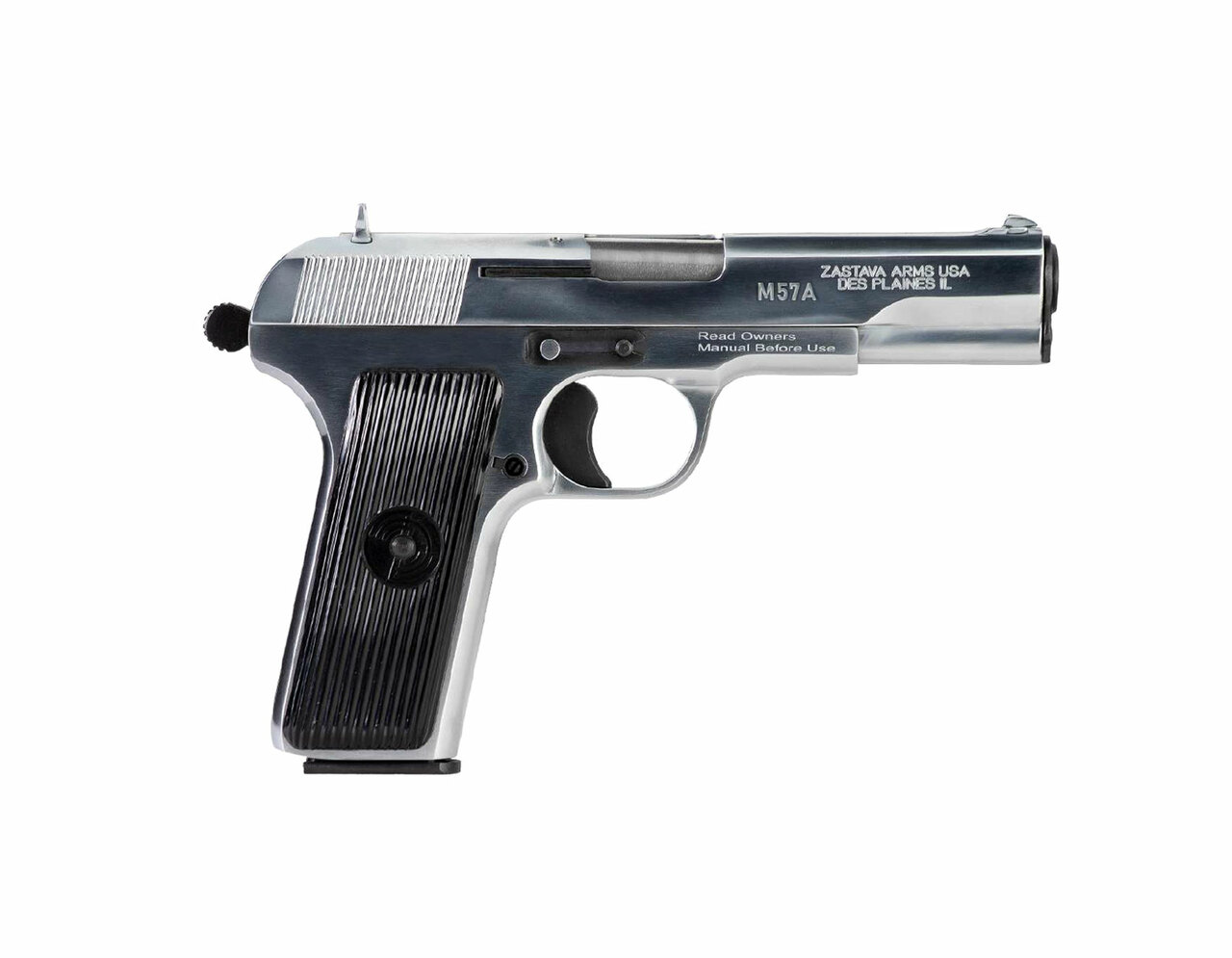 Zastava M70AA Tokarev Pistol (Soviet TT Type) 7.62×25 4.5″ Barrel, Chromed Finish, 9rd Mag