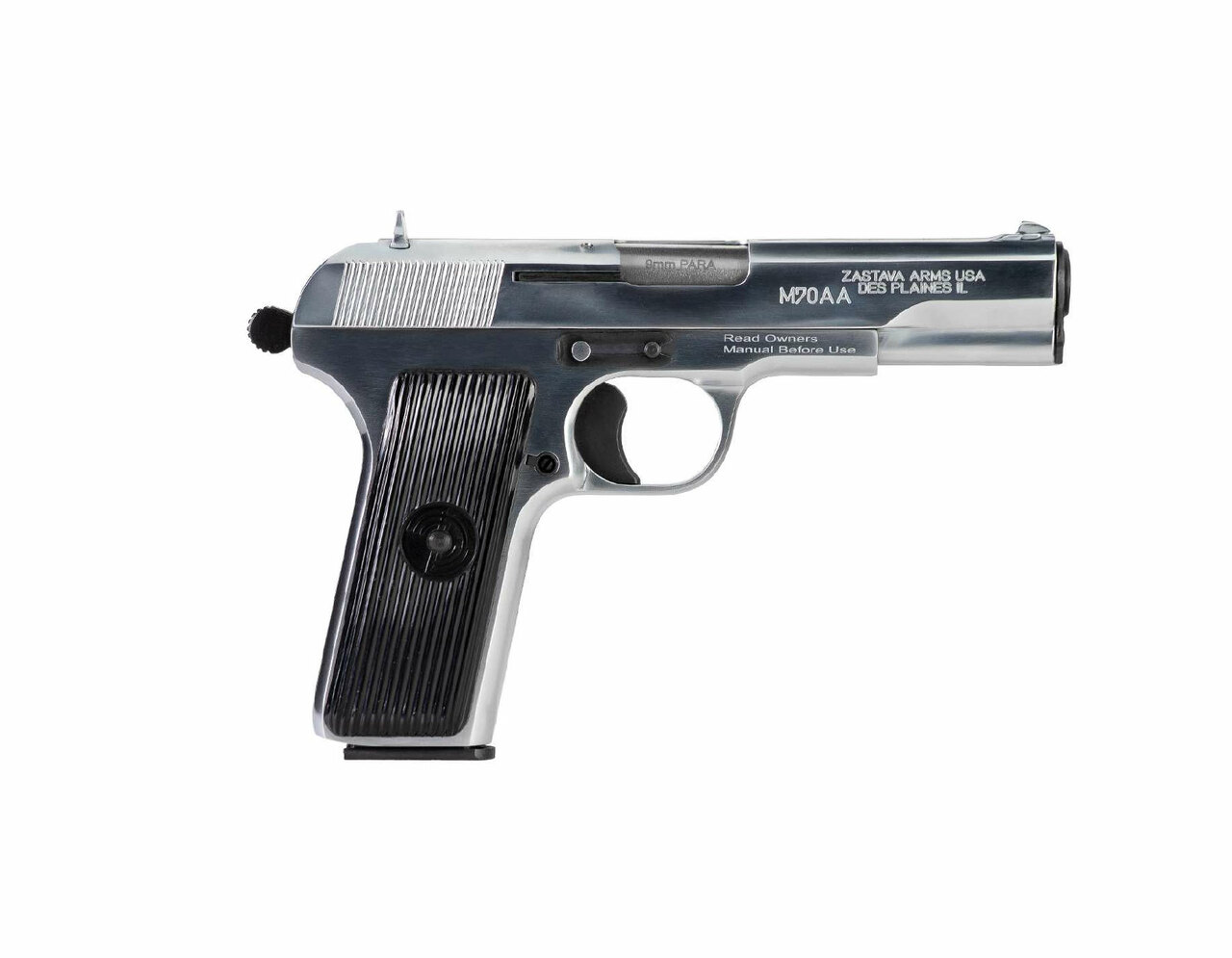 Zastava M70AA Tokarev, Soviet TT Type 9mm, 4.5″ Barrel, Chromed Finish, 8rd Mag