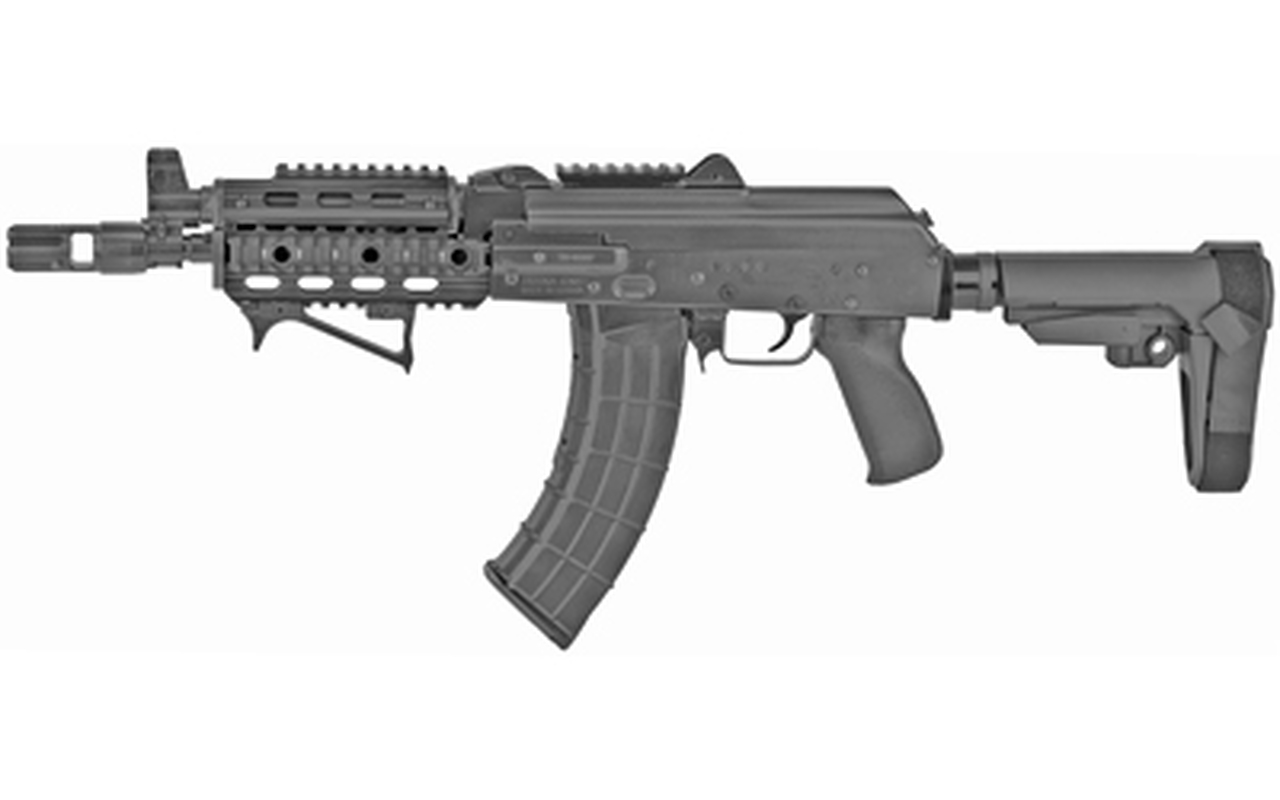Zastava ZPAP92 7.62X39mm Pistol, 10″ Barrel, SBA3, Quad Rail, Black, 30rd