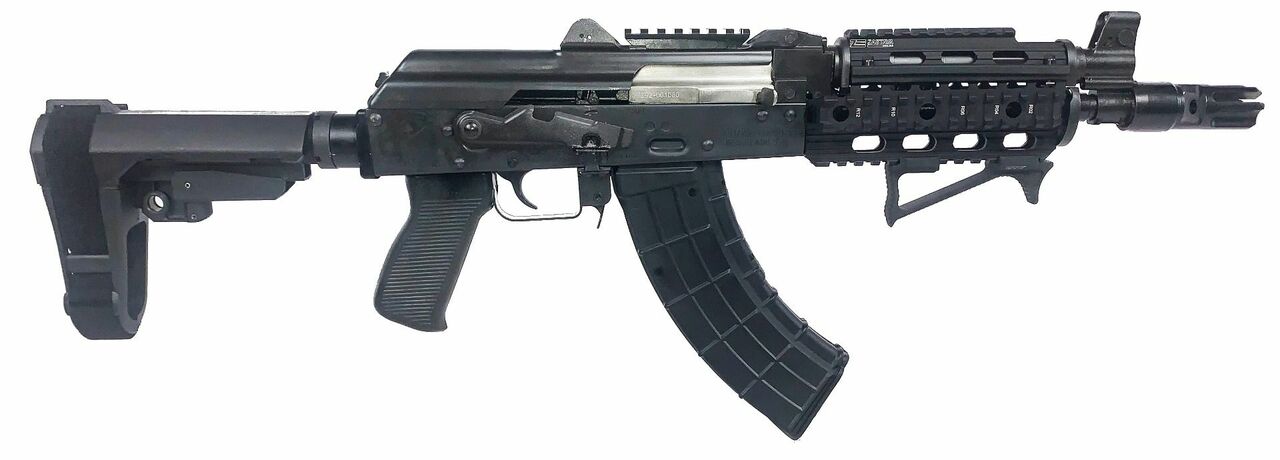 Zastava ZPAP92 AK-47 Pistol 7.62 x 39 10″ Barrel W/Night Brake, Top Rail, SBA3 Brace, 30rd Mag
