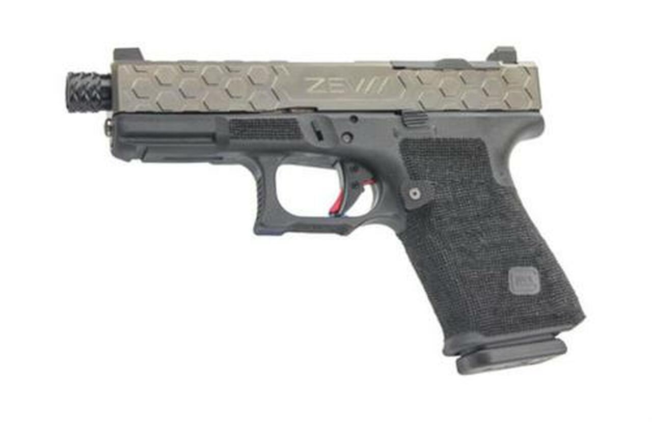 Zev Technologies Glock 19, 9mm, Grey Hex RMR Cut Slide, Threaded, Zev Fulcrum Trigger