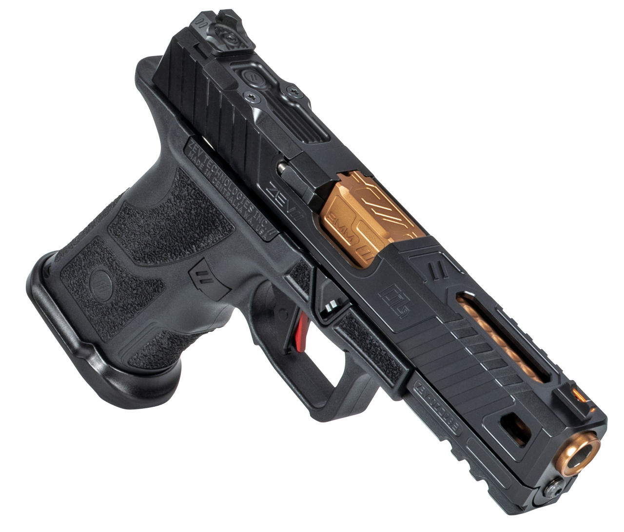 ZEV Technologies O.Z-9 Compact, Covert 9mm, 4.5″ Bronze Barrel, Steel Frame, Polymer Grip, Black, 15rd