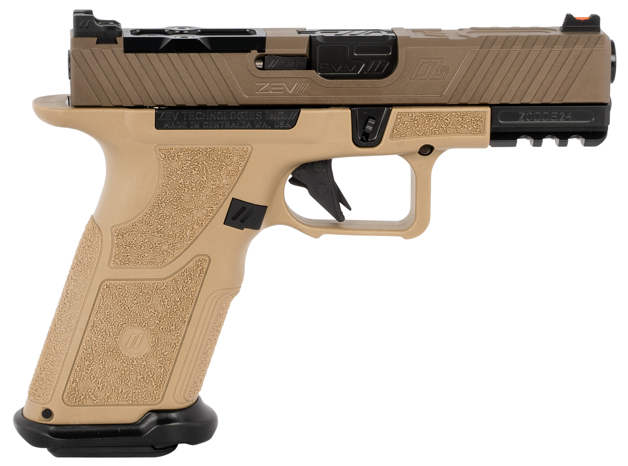 ZEV Technologies O.Z-9 Compact X 9mm, 4″ Black Barrel, Steel Frame, Polymer X Grip, Flat Dark Earth, 17rd