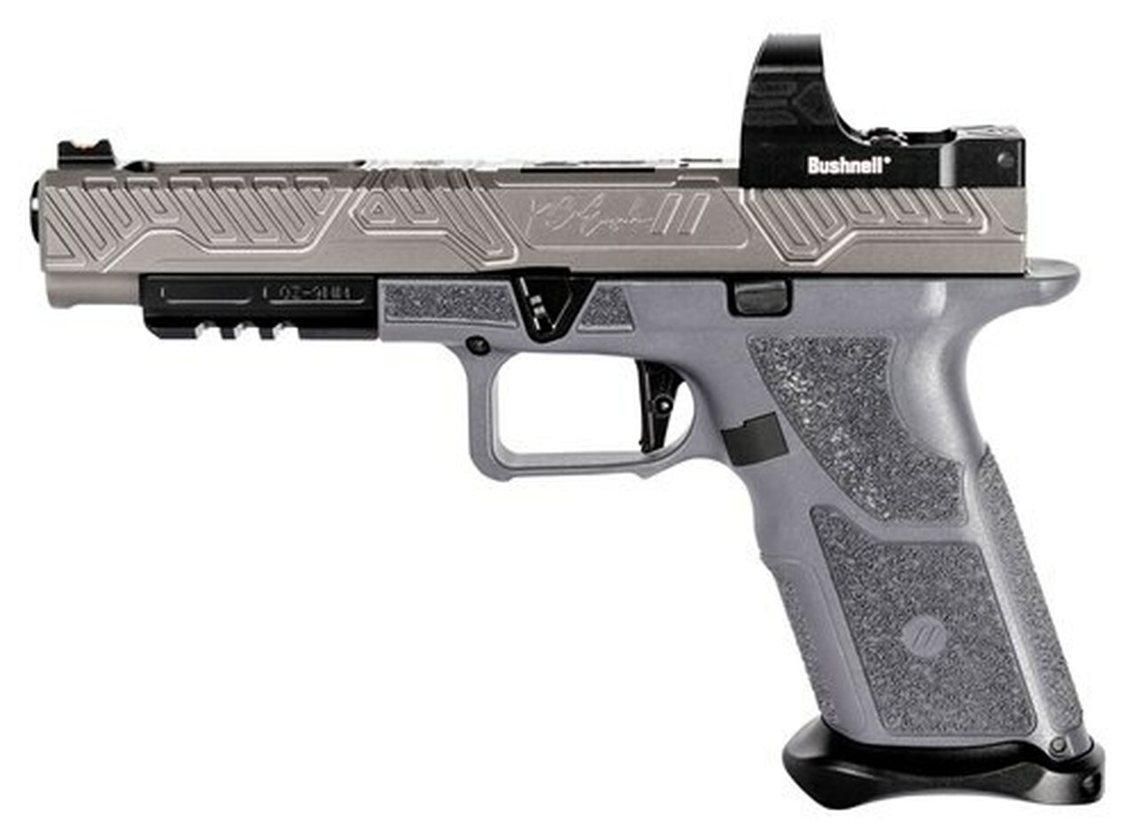 Zev Technologies O.Z-9 Competition 9mm, Single, 5″ Barrel, Gray Polymer Grip, Titanium Gray Stainless Steel Slide, 17rd